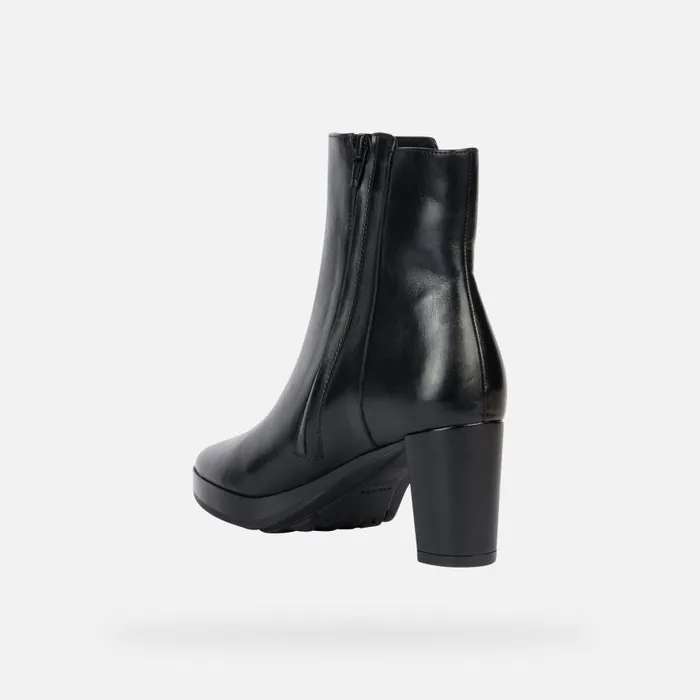 Woman Geox Heels WALK PLEASURE Medium Heel Ankle Boots Black Woman Geox Black