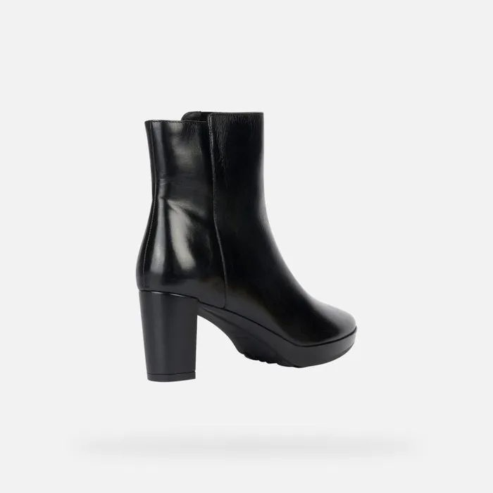 Woman Geox Heels WALK PLEASURE Medium Heel Ankle Boots Black Woman Geox Black