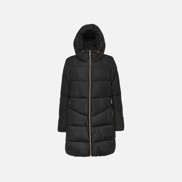 Woman Geox Jackets DAMIANA WOMAN Black Long Parka Black
