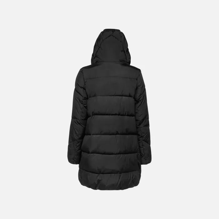 Woman Geox Jackets DAMIANA WOMAN Black Long Parka Black