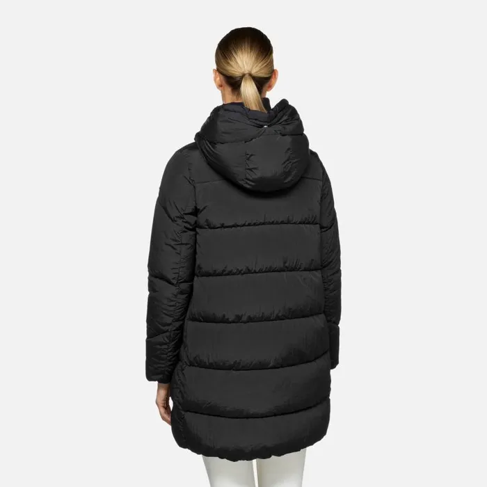 Woman Geox Jackets DAMIANA WOMAN Black Long Parka Black