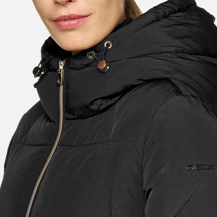 Woman Geox Jackets DAMIANA WOMAN Black Long Parka Black