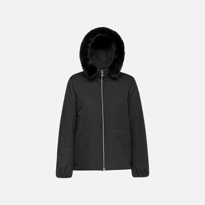 Woman Geox Jackets DIAMOND WOMAN Black Short Parka Black