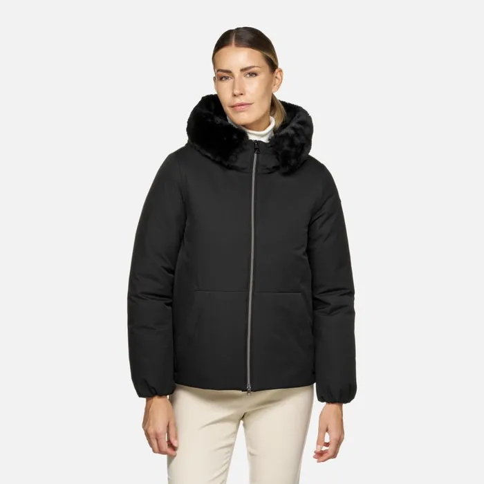 Woman Geox Jackets DIAMOND WOMAN Black Short Parka Black
