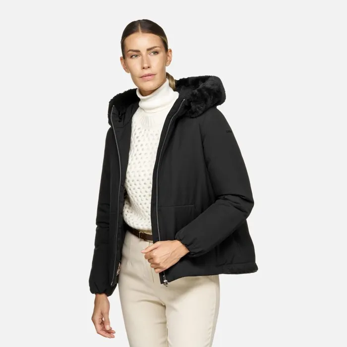 Woman Geox Jackets DIAMOND WOMAN Black Short Parka Black