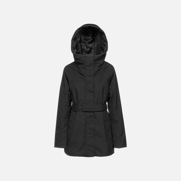 Woman Geox Jackets GENDRY ABX WOMAN Black Short Parka Black