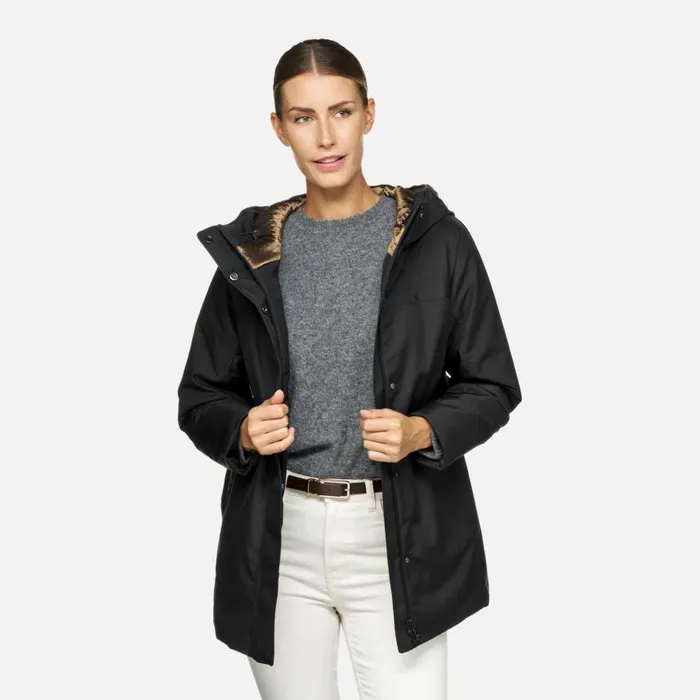 Woman Geox Jackets GENDRY ABX WOMAN Black Short Parka Black