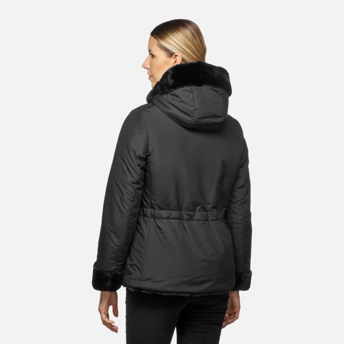 Woman Geox Jackets KAULA WOMAN BlackBlack Reversible Jacket Blackblack