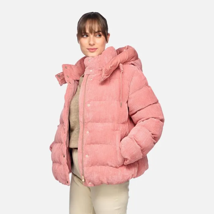 Woman Geox Jackets LOISIA WOMAN Dusty Rose Quilted Jacket Dusty Rose