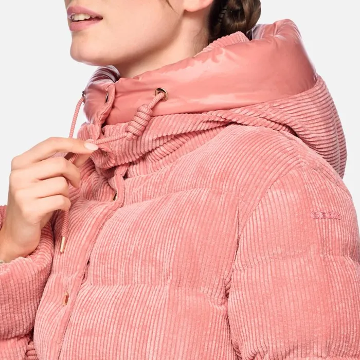 Woman Geox Jackets LOISIA WOMAN Dusty Rose Quilted Jacket Dusty Rose