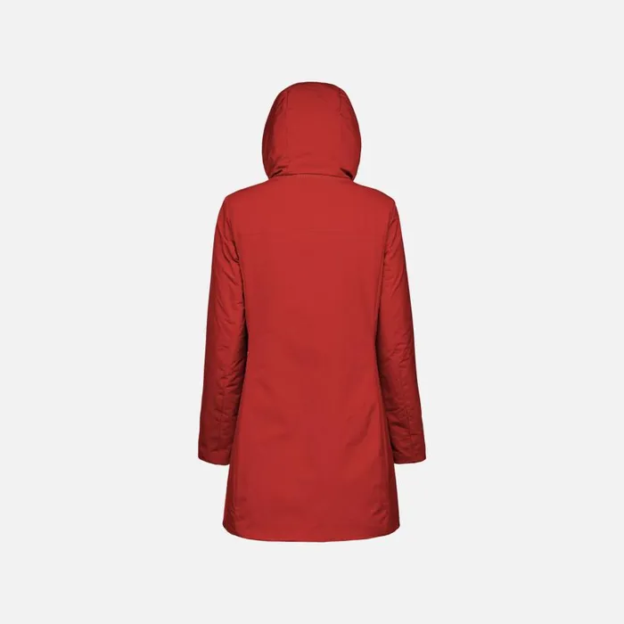Woman Geox Jackets SPHERICA WOMAN Red Dahlia Long Parka Red Dahlia