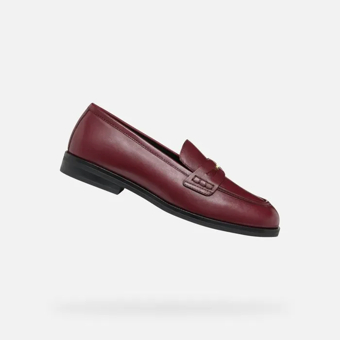 Woman Geox Loafers CLORIDIE WOMAN Wine Leather Loafers Wine