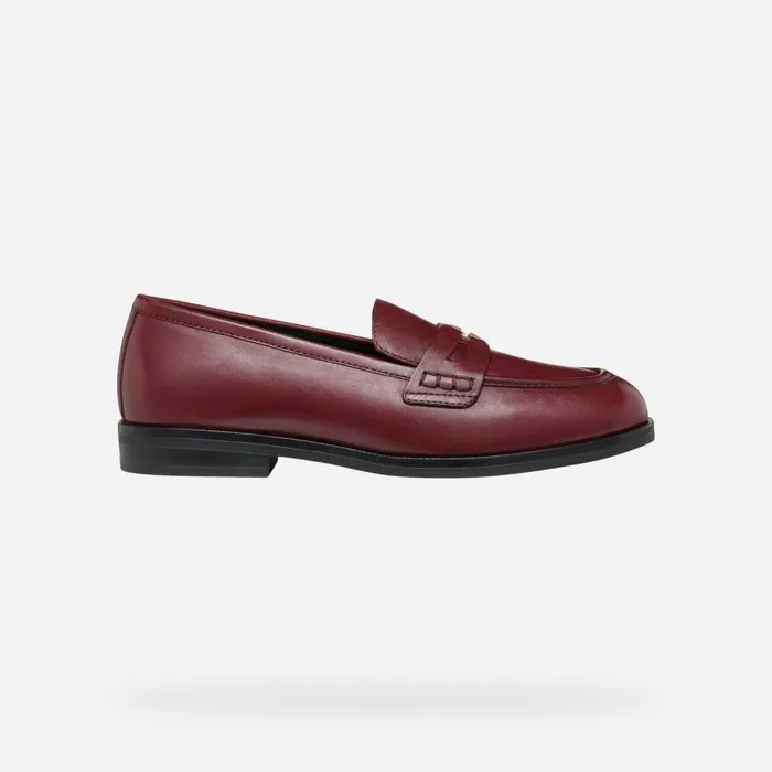 Woman Geox Loafers CLORIDIE WOMAN Wine Leather Loafers Wine