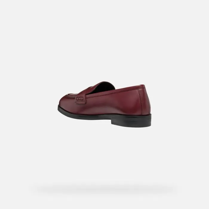 Woman Geox Loafers CLORIDIE WOMAN Wine Leather Loafers Wine
