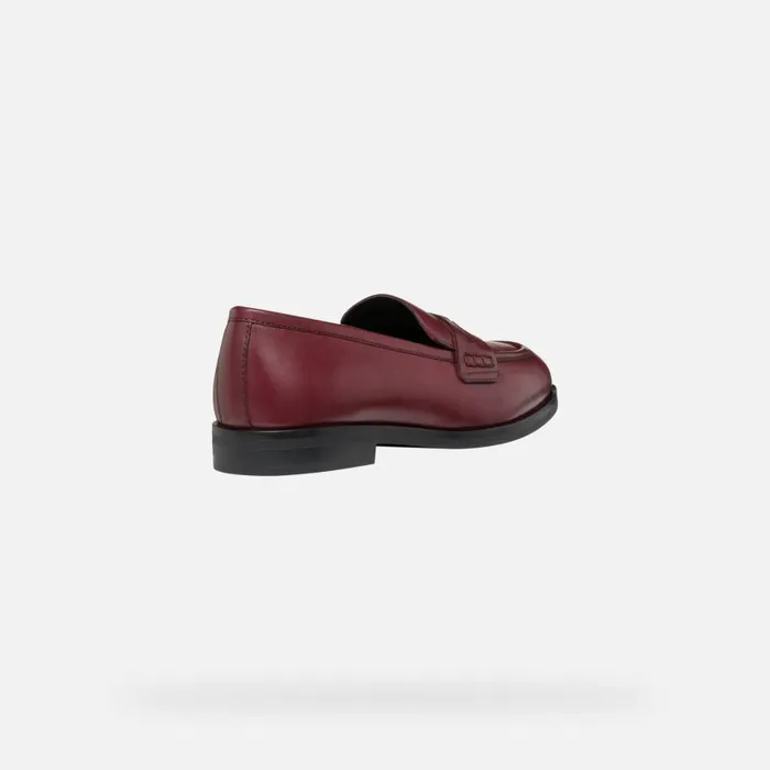 Woman Geox Loafers CLORIDIE WOMAN Wine Leather Loafers Wine