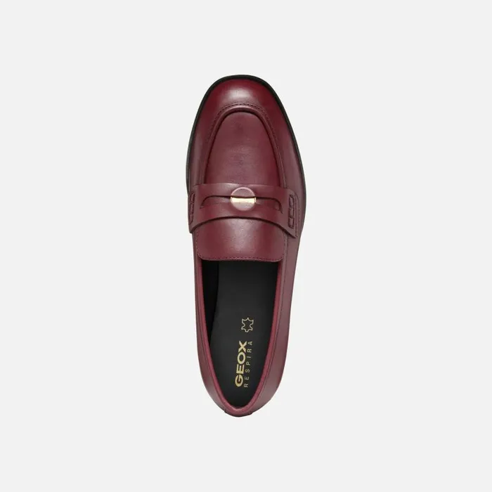 Woman Geox Loafers CLORIDIE WOMAN Wine Leather Loafers Wine