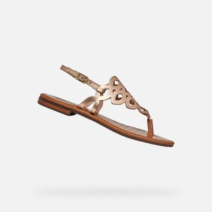 Woman Geox Sandals SOZY S WOMAN Light Gold Flat Sandals Light Gold