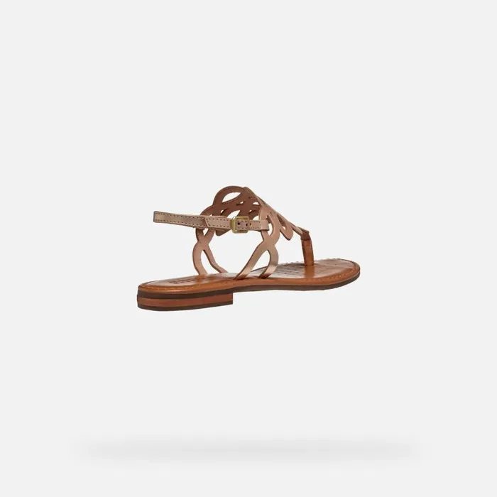 Woman Geox Sandals SOZY S WOMAN Light Gold Flat Sandals Light Gold