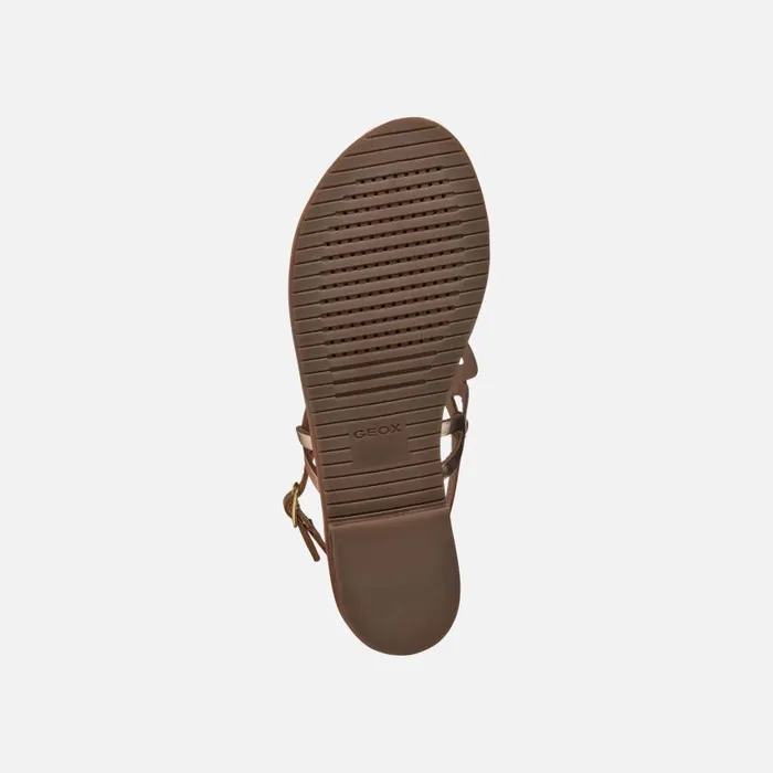 Woman Geox Sandals SOZY S WOMAN Light Gold Flat Sandals Light Gold