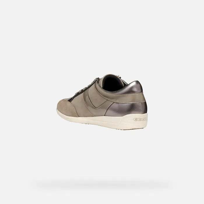 Woman Geox Sneakers MYRIA WOMAN GunTaupe Low Top Sneakers Guntaupe