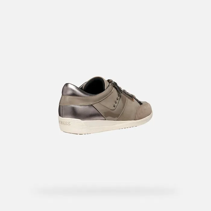 Woman Geox Sneakers MYRIA WOMAN GunTaupe Low Top Sneakers Guntaupe