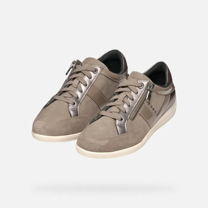 Woman Geox Sneakers MYRIA WOMAN GunTaupe Low Top Sneakers Guntaupe