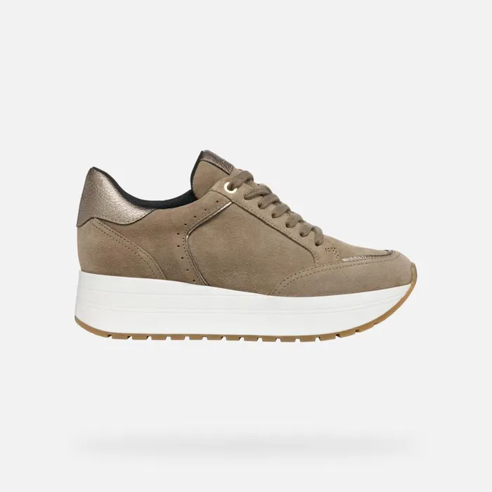 Woman Geox Sneakers NEW KENCY WOMAN Taupe Low Top Sneakers Taupe