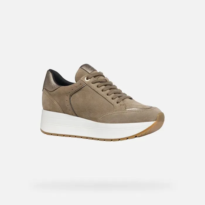 Woman Geox Sneakers NEW KENCY WOMAN Taupe Low Top Sneakers Taupe