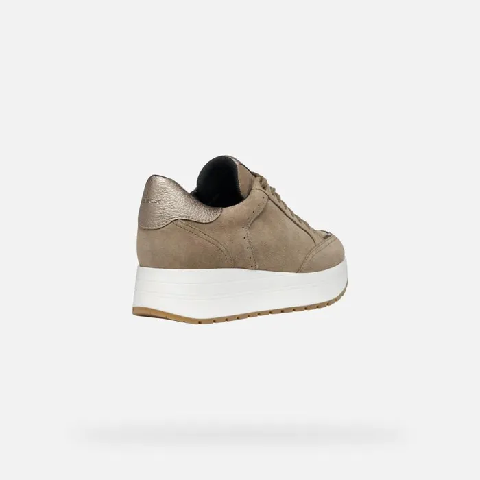 Woman Geox Sneakers NEW KENCY WOMAN Taupe Low Top Sneakers Taupe