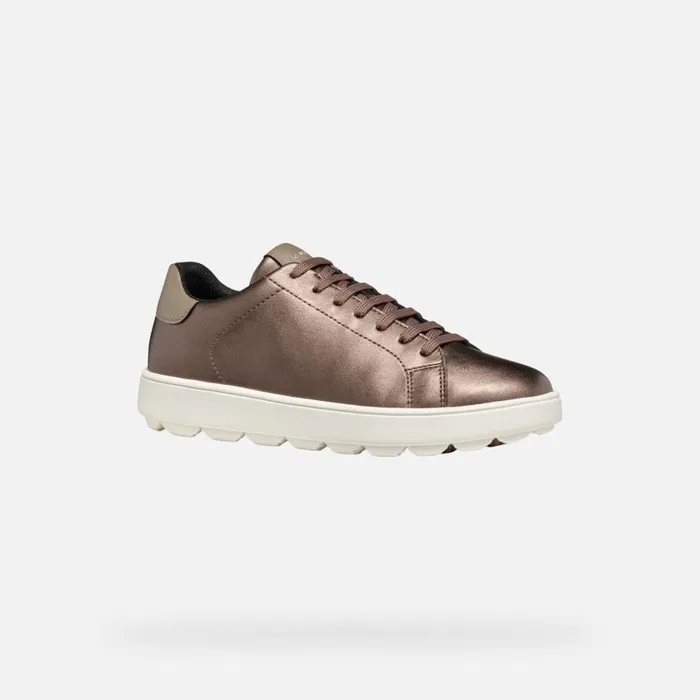 Woman Geox Sneakers SPHERICA ECUB1 WOMAN Dark BeigeTaupe Low Top Sneakers Dark Beigetaupe
