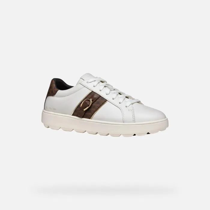 Woman Geox Sneakers SPHERICA ECUB1 WOMAN WhiteDark Brown Low Top Sneakers Whitedark Brown