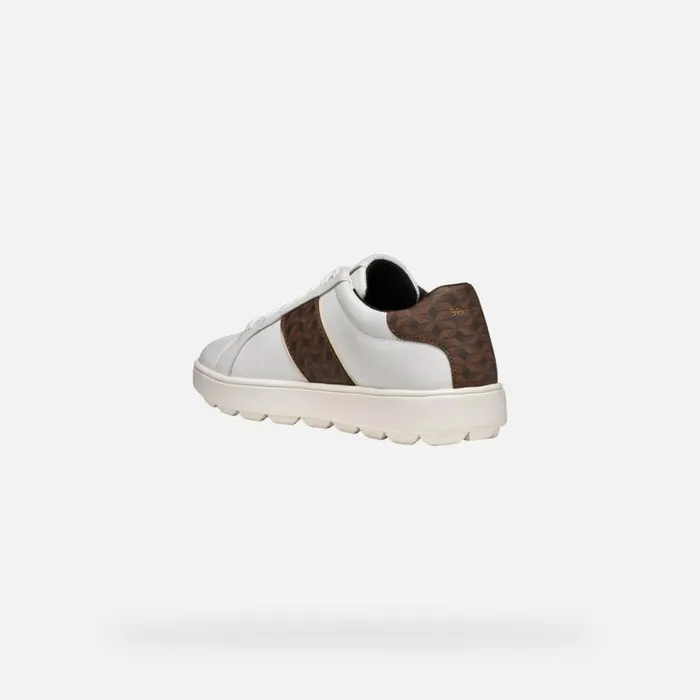 Woman Geox Sneakers SPHERICA ECUB1 WOMAN WhiteDark Brown Low Top Sneakers Whitedark Brown