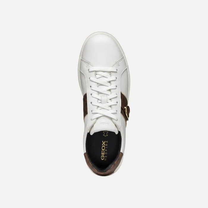 Woman Geox Sneakers SPHERICA ECUB1 WOMAN WhiteDark Brown Low Top Sneakers Whitedark Brown