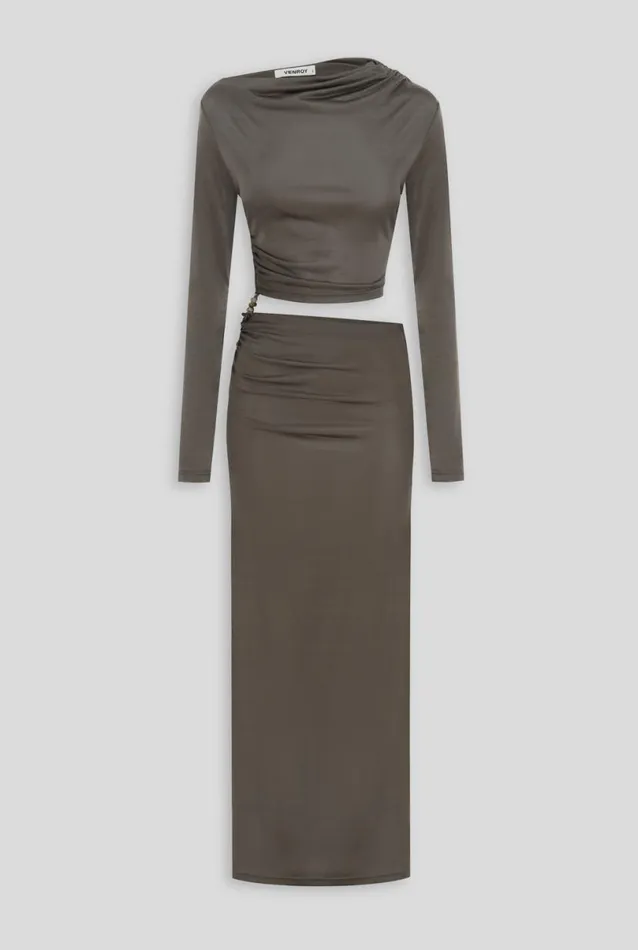 Woman Venroy Dresses Draped Beaded Buckle Dress