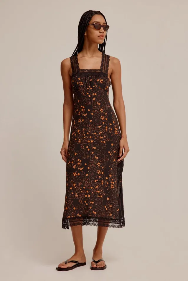 Woman Venroy Dresses Lace Trim Slip Dress
