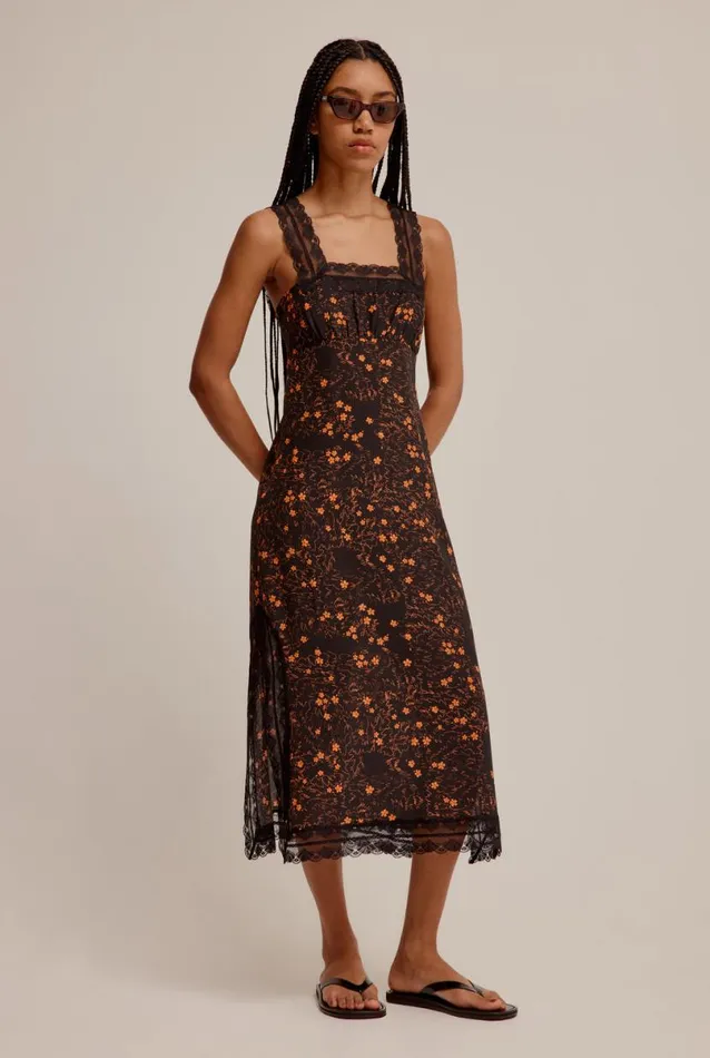 Woman Venroy Dresses Lace Trim Slip Dress