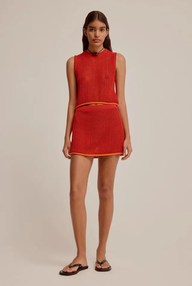 Woman Venroy Knitwear Crochet Knit Tank Top