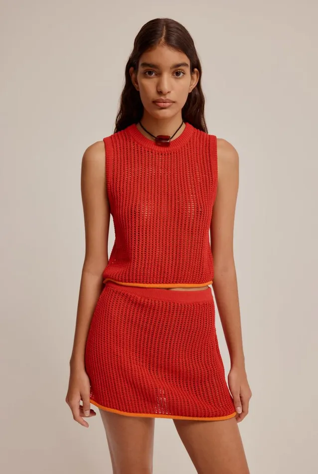 Woman Venroy Knitwear Crochet Knit Tank Top