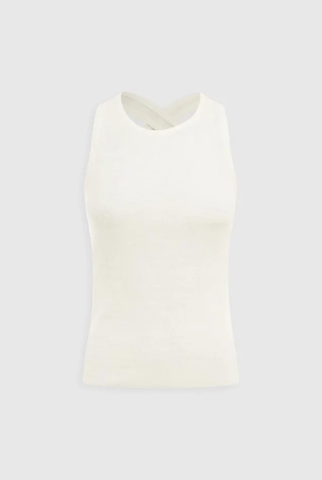 Woman Venroy Knitwear Linen Knitted Cross Back Top