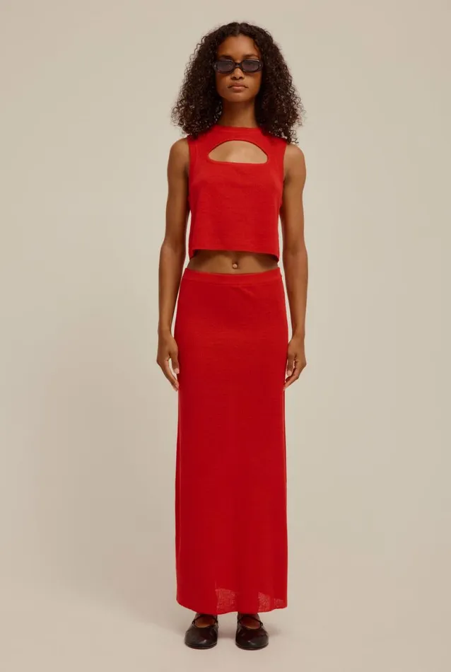 Woman Venroy Knitwear Rib Knitted Skirt