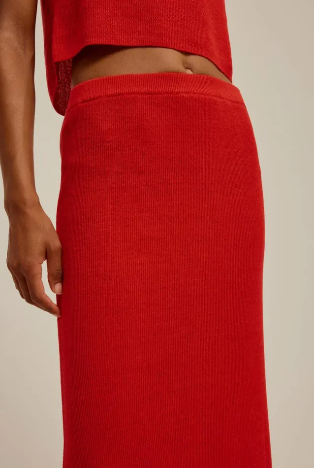 Woman Venroy Knitwear Rib Knitted Skirt