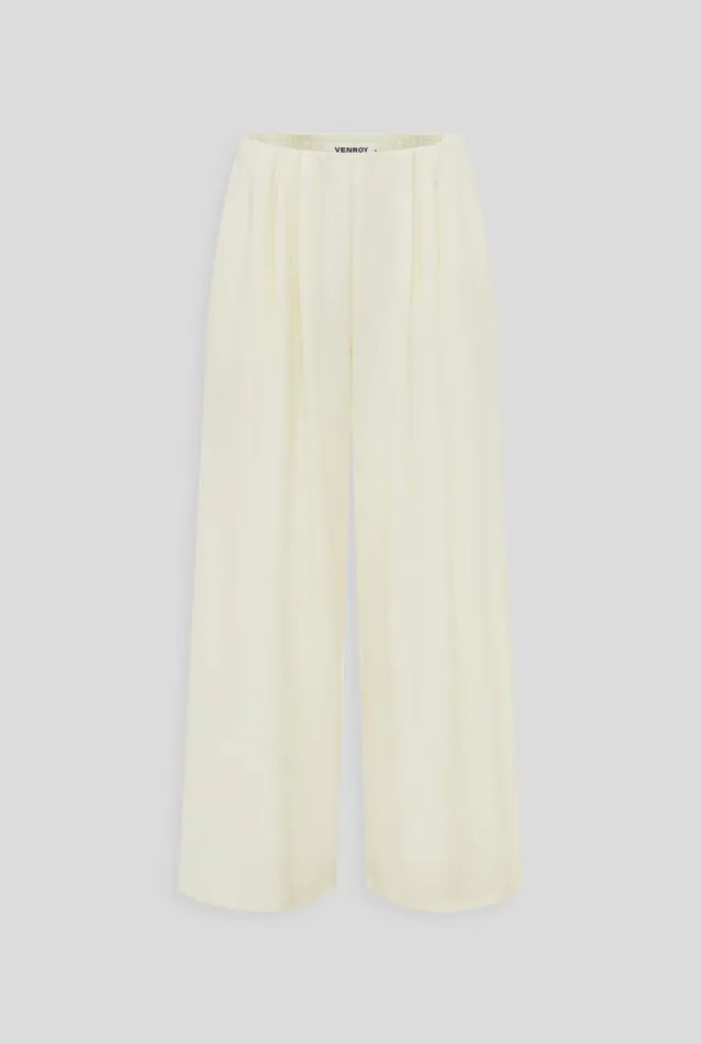 Woman Venroy Pants Relaxed Wool Wide Leg Trouser