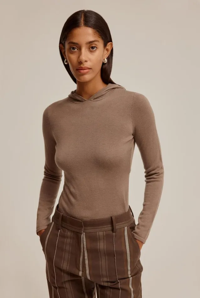 Woman Venroy Sweaters Wool Cashmere Cut Out Hoodie