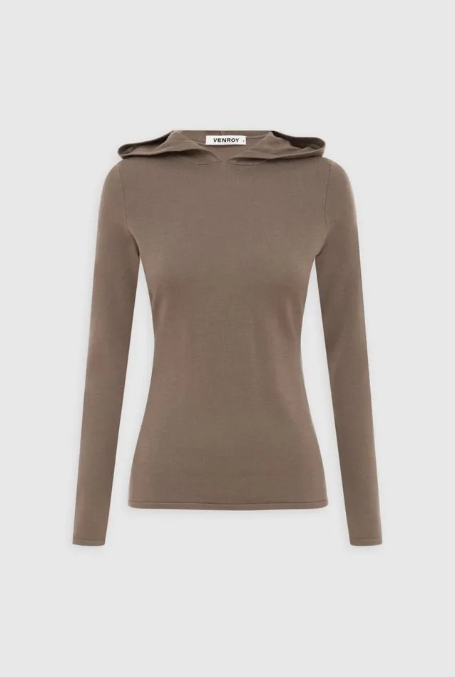 Woman Venroy Sweaters Wool Cashmere Cut Out Hoodie