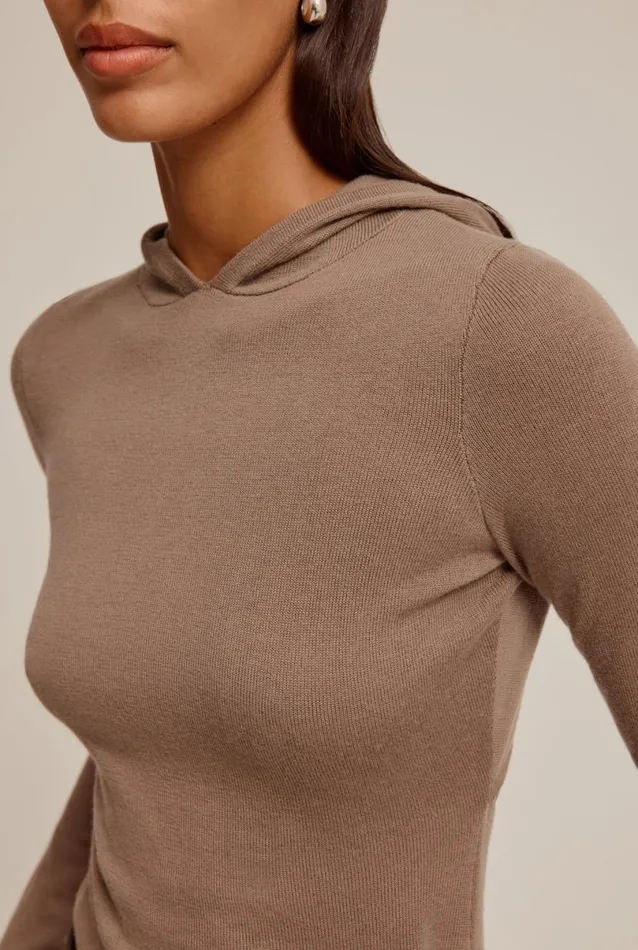 Woman Venroy Sweaters Wool Cashmere Cut Out Hoodie