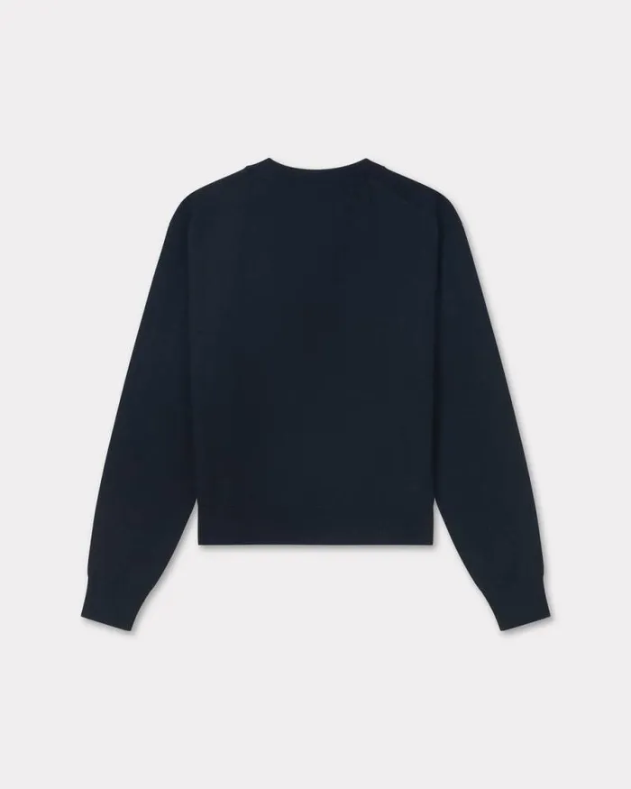 Women 039Boke Flower039 Embroidered Crewneck Cardigan In Wool Black Kenzo Sweaters And Cardigans