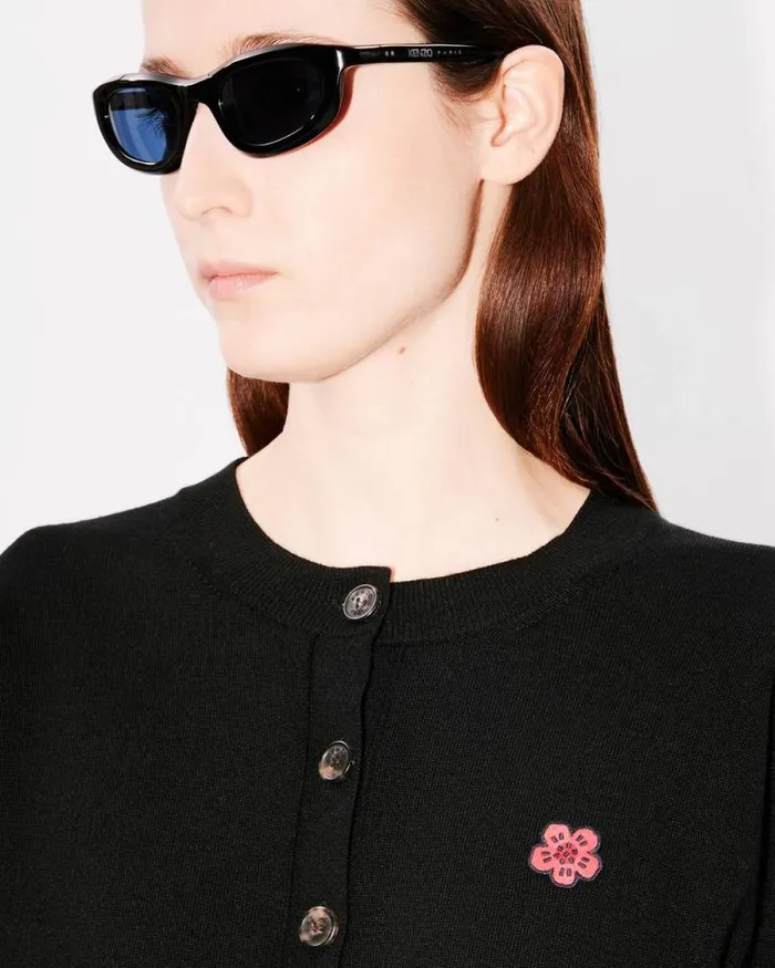 Women 039Boke Flower039 Embroidered Crewneck Cardigan In Wool Black Kenzo Sweaters And Cardigans