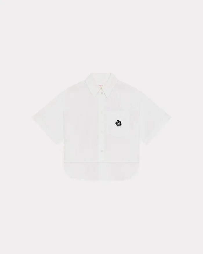 Women 039Boke Flower 20039 Embroidered Cropped Shirt White Kenzo Shirts And Tops