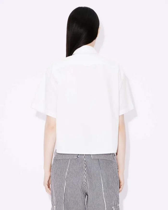 Women 039Boke Flower 20039 Embroidered Cropped Shirt White Kenzo Shirts And Tops