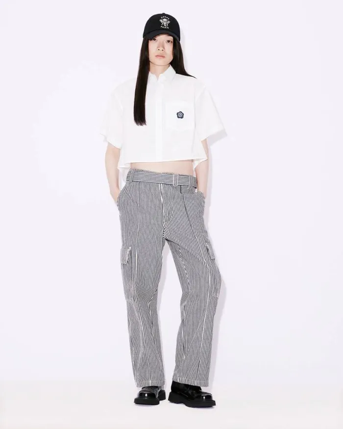 Women 039Boke Flower 20039 Embroidered Cropped Shirt White Kenzo Shirts And Tops